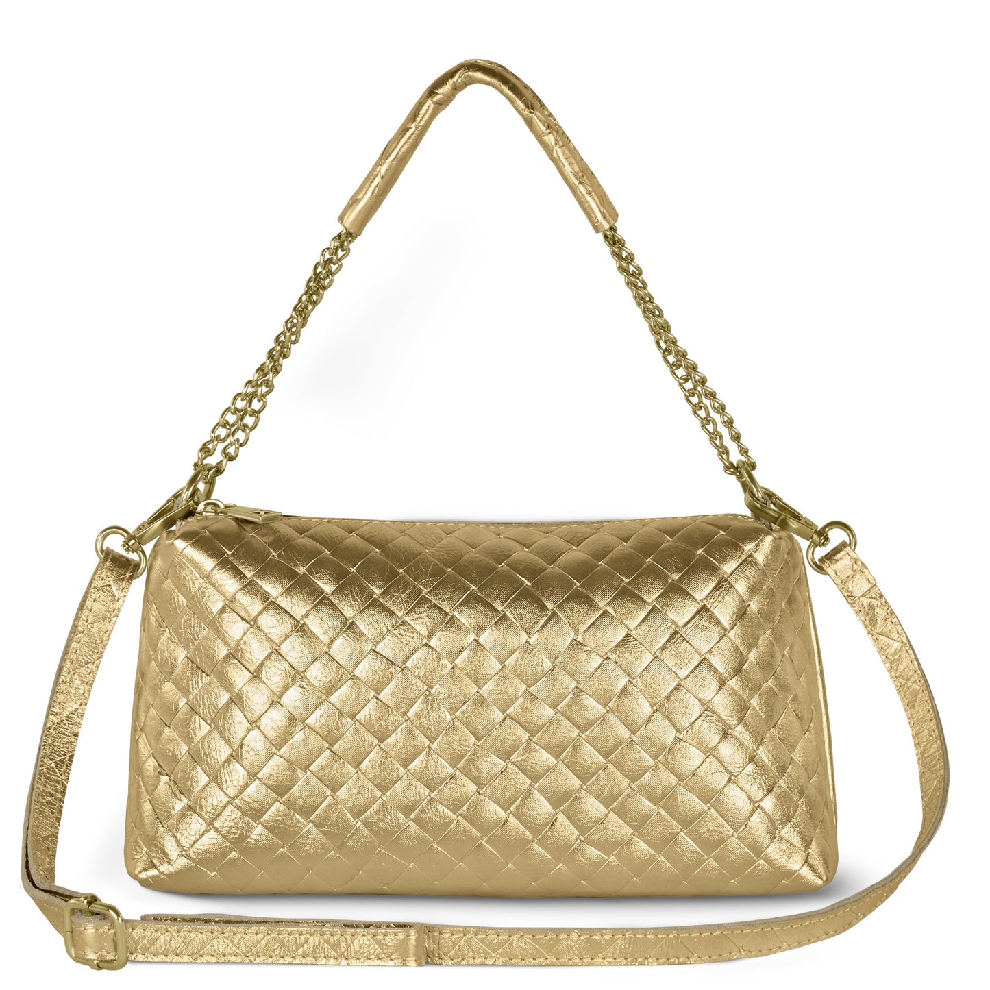 Italian Genuine Weave Metallic Suede Crossbody Bag 171522 TAKEASY
