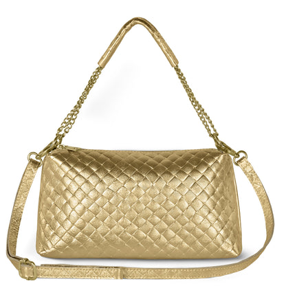 Italian Genuine Weave Metallic Suede Crossbody Bag 171522 TAKEASY