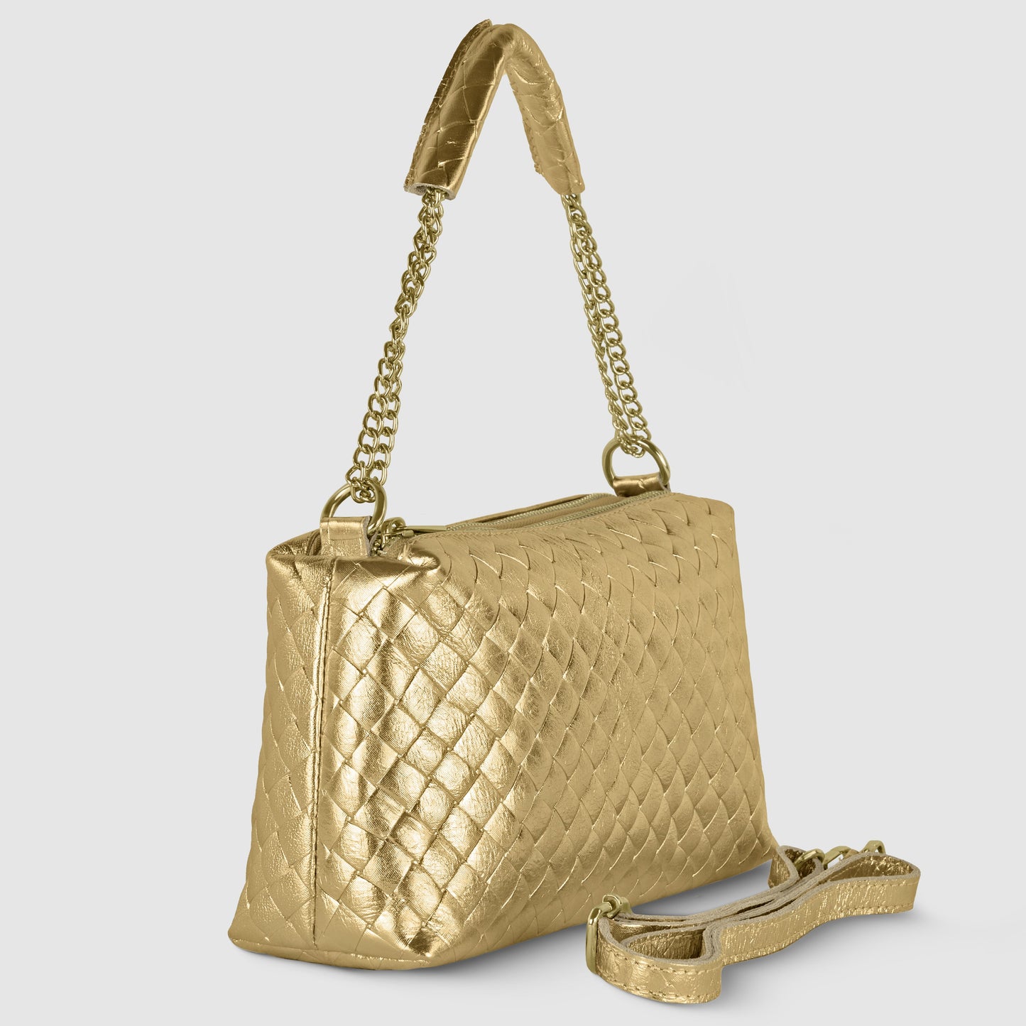Italian Genuine Weave Metallic Suede Crossbody Bag 171522 TAKEASY