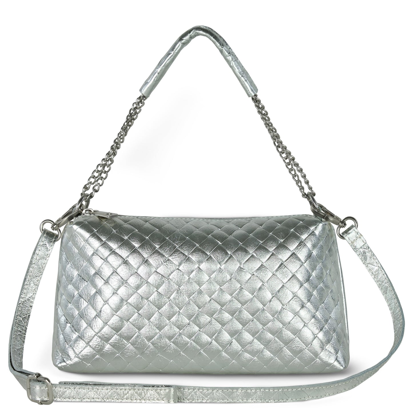 Italian Genuine Weave Metallic Suede Crossbody Bag 171522 TAKEASY