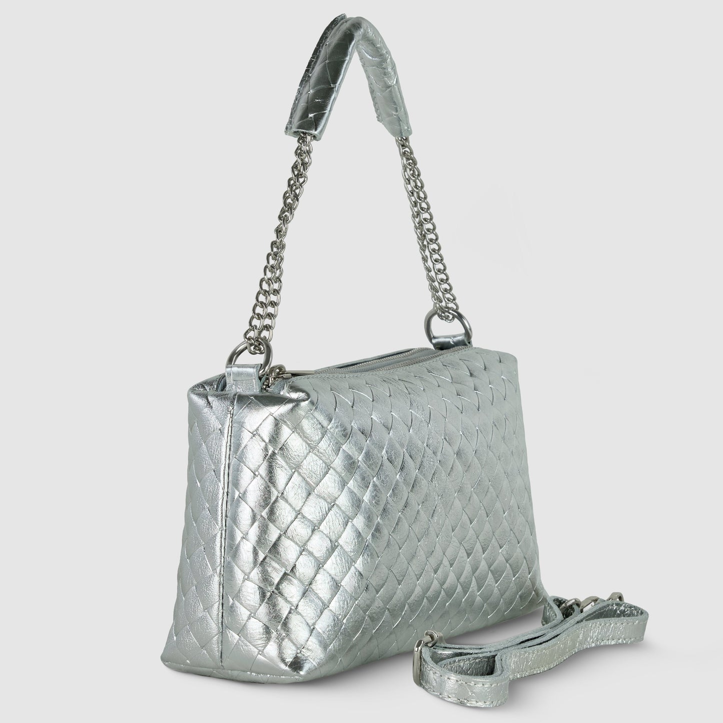 Italian Genuine Weave Metallic Suede Crossbody Bag 171522 TAKEASY