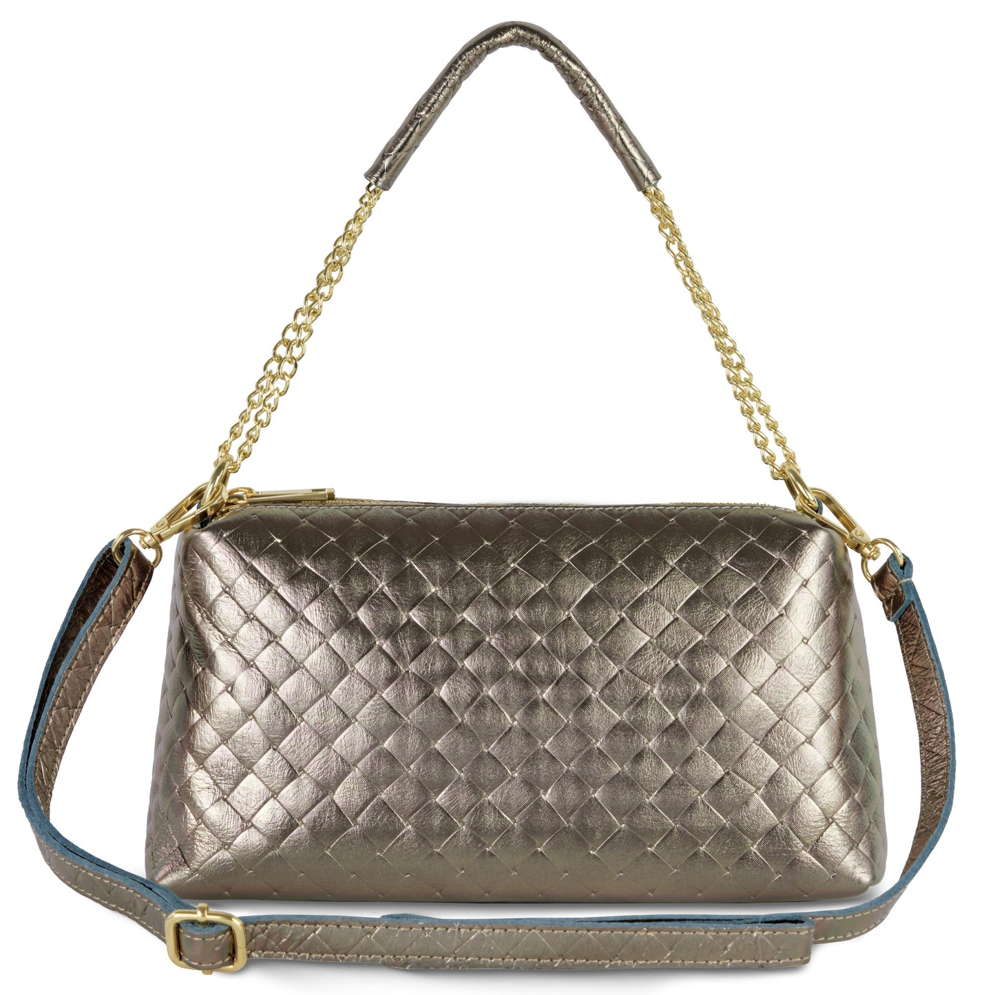 Italian Genuine Weave Metallic Suede Crossbody Bag 171522 TAKEASY