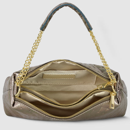 Italian Genuine Weave Metallic Suede Crossbody Bag 171522 TAKEASY