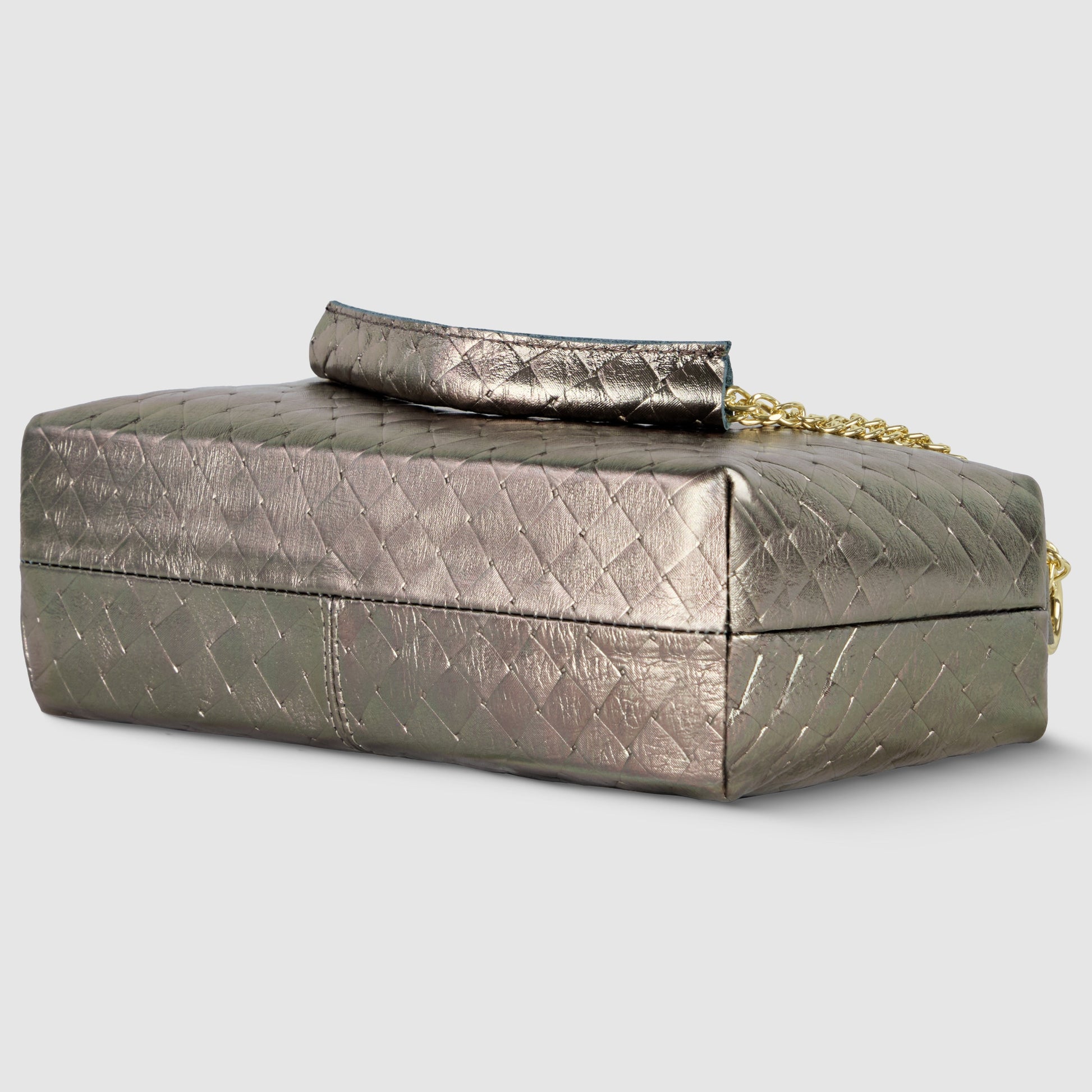 Italian Genuine Weave Metallic Suede Crossbody Bag 171522 TAKEASY