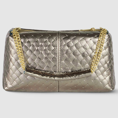 Italian Genuine Weave Metallic Suede Crossbody Bag 171522 TAKEASY