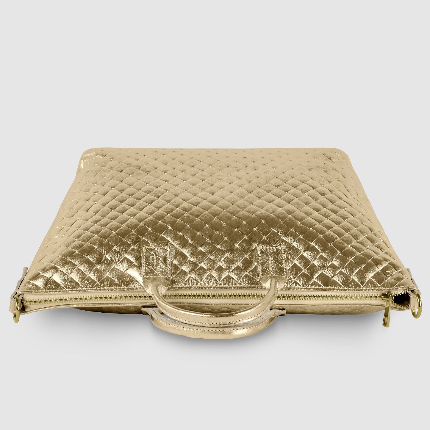 Italian Genuine Weave Metallic Suede Top-Handle Bag 112334 TAKEASY