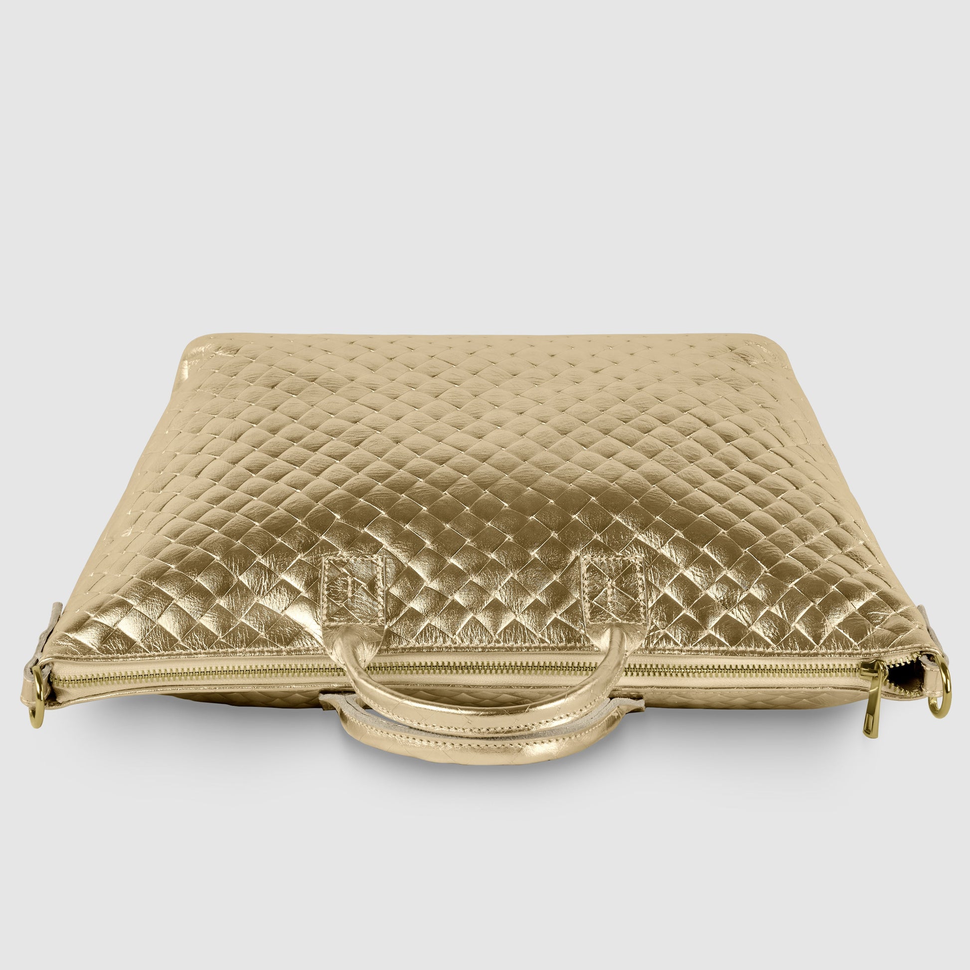 Italian Genuine Weave Metallic Suede Top-Handle Bag 112334 TAKEASY