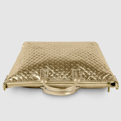 Italian Genuine Weave Metallic Suede Top-Handle Bag 112334 TAKEASY
