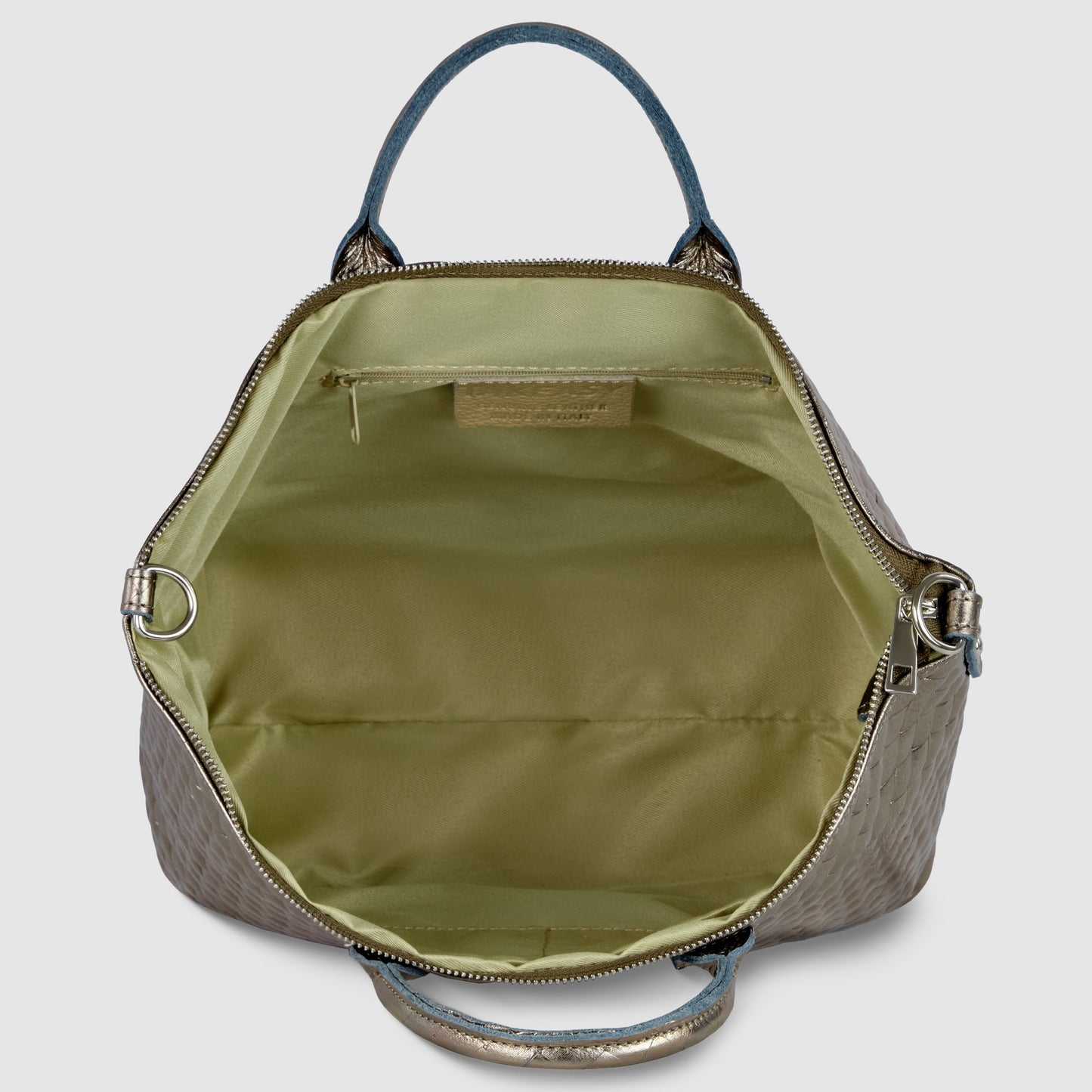 Italian Genuine Weave Metallic Suede Top-Handle Bag 112334 TAKEASY