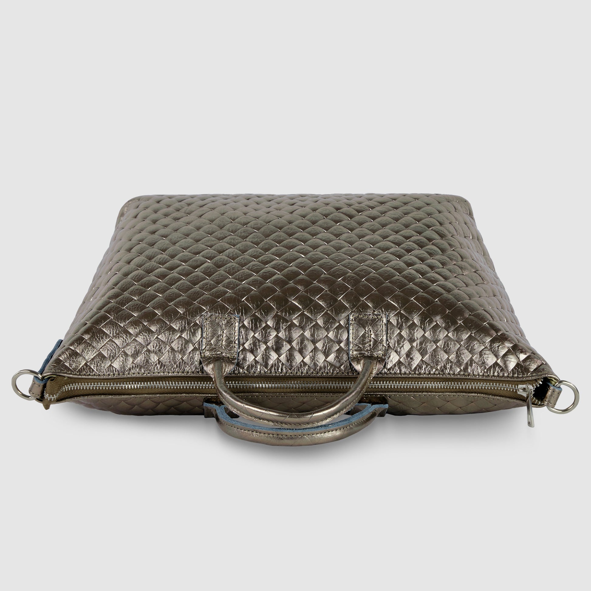 Italian Genuine Weave Metallic Suede Top-Handle Bag 112334 TAKEASY