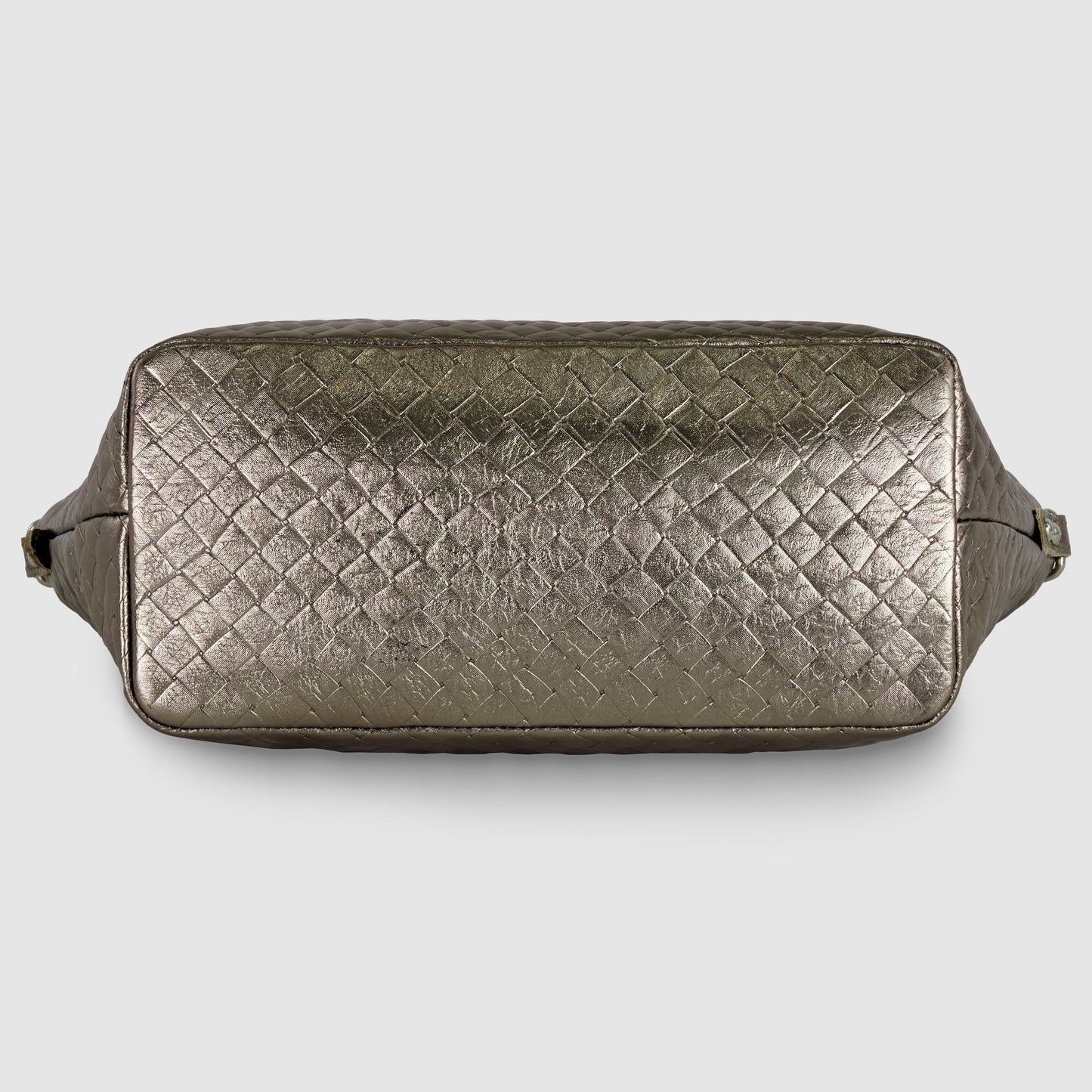 Italian Genuine Weave Metallic Suede Top-Handle Bag 112334 TAKEASY