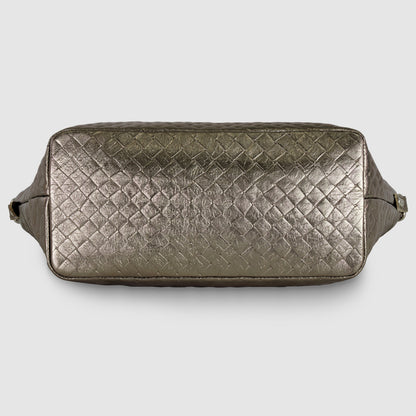 Italian Genuine Weave Metallic Suede Top-Handle Bag 112334 TAKEASY