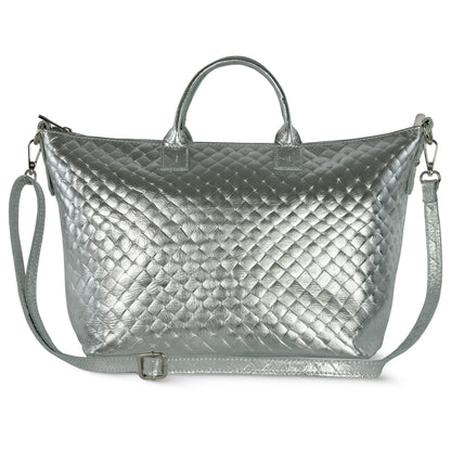 Italian Genuine Weave Metallic Suede Top-Handle Bag 112334 TAKEASY