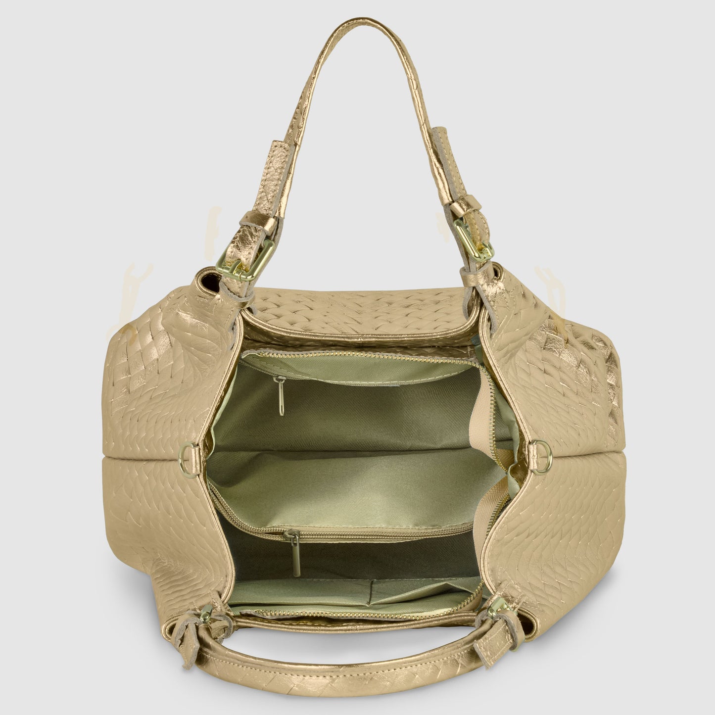 Italian Genuine Weave Metallic Suede Top-Handle Bag 112615 TAKEASY