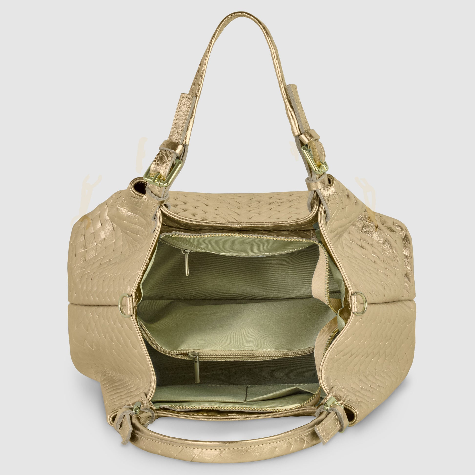 Italian Genuine Weave Metallic Suede Top-Handle Bag 112615 TAKEASY