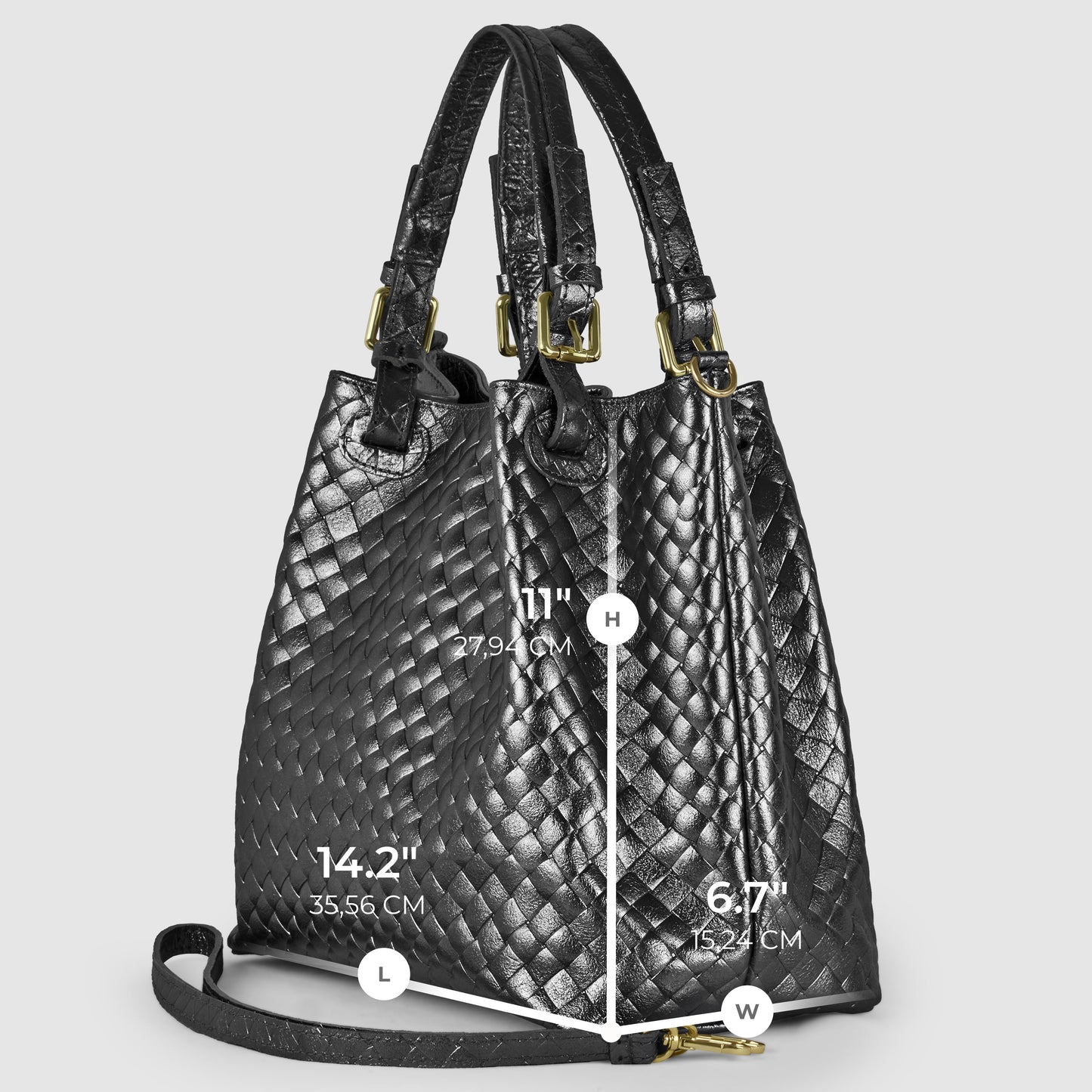 Italian Genuine Weave Metallic Suede Top-Handle Bag 112615 TAKEASY