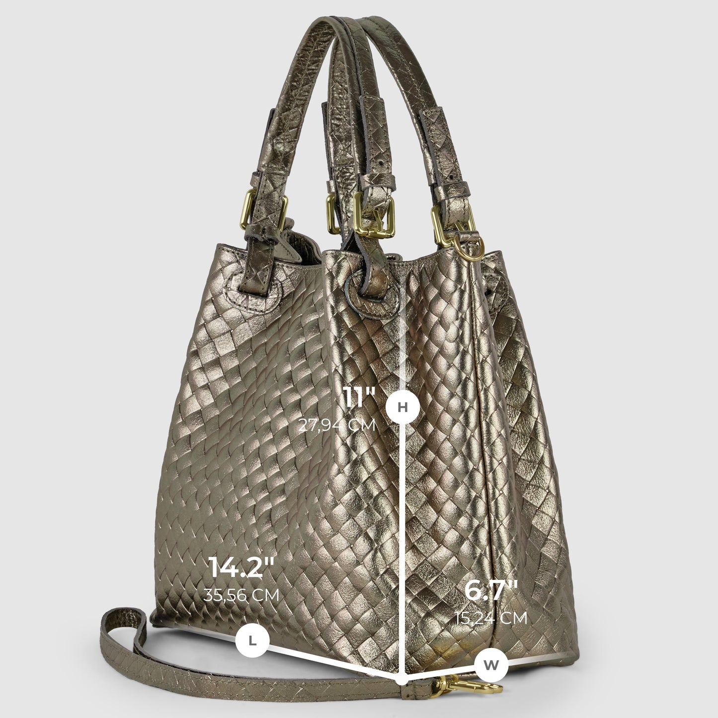 Italian Genuine Weave Metallic Suede Top-Handle Bag 112615 TAKEASY