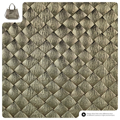 Italian Genuine Weave Metallic Suede Top-Handle Bag 112615 TAKEASY