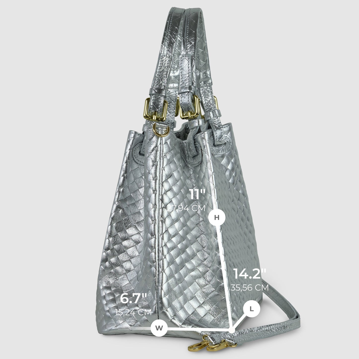 Italian Genuine Weave Metallic Suede Top-Handle Bag 112615 TAKEASY