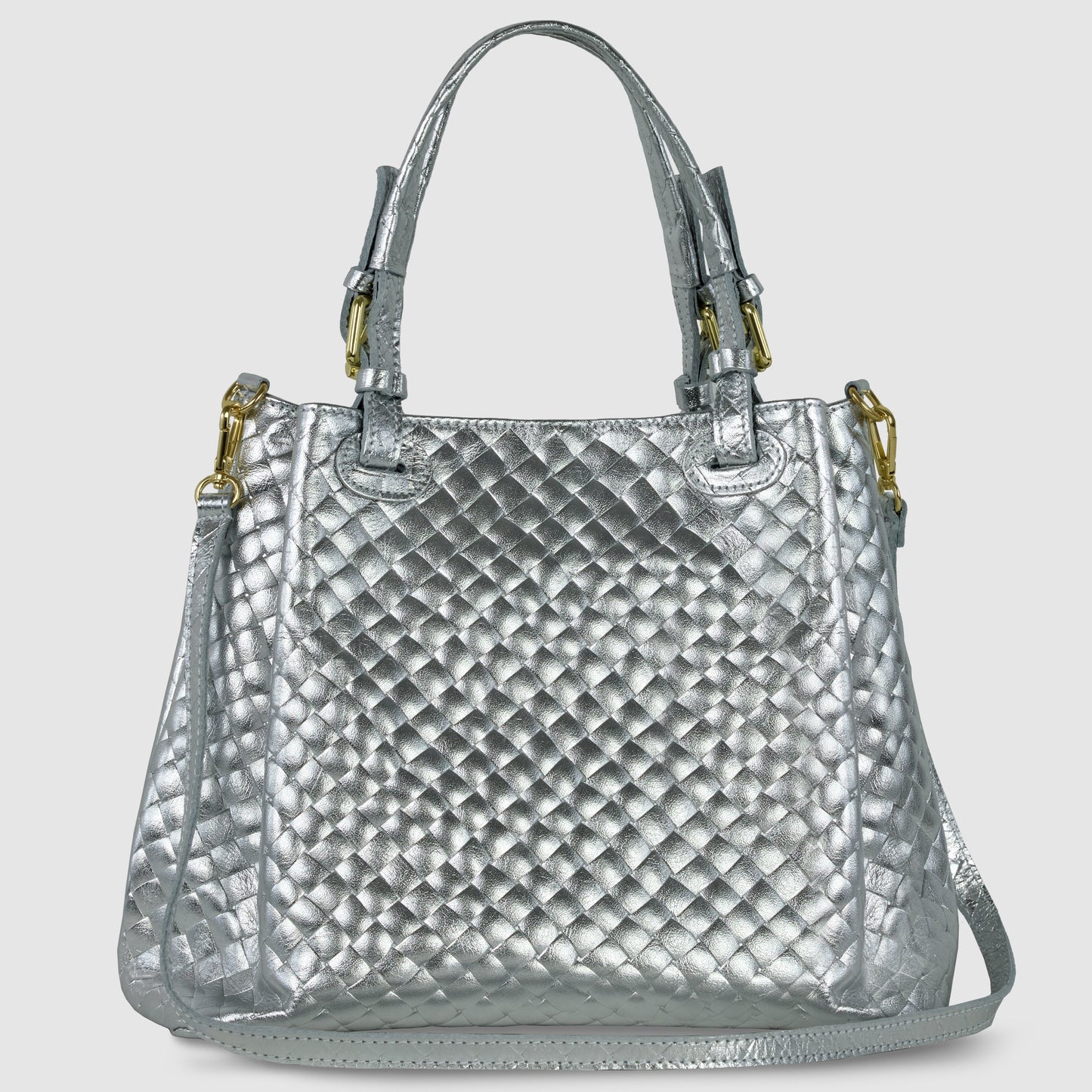 Italian Genuine Weave Metallic Suede Top-Handle Bag 112615 TAKEASY
