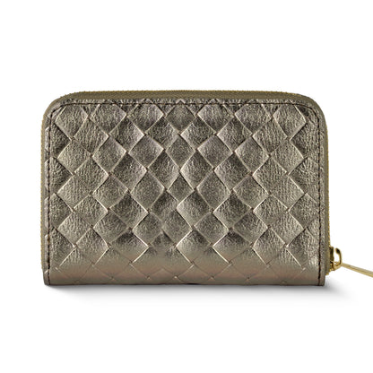Italian Genuine Weave Metallic Suede Wallet 650988 TAKEASY