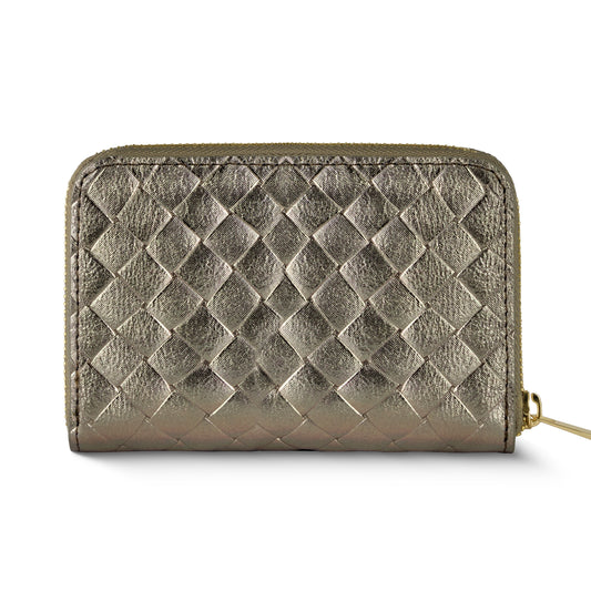 Italian Genuine Weave Metallic Suede Wallet 650988 TAKEASY