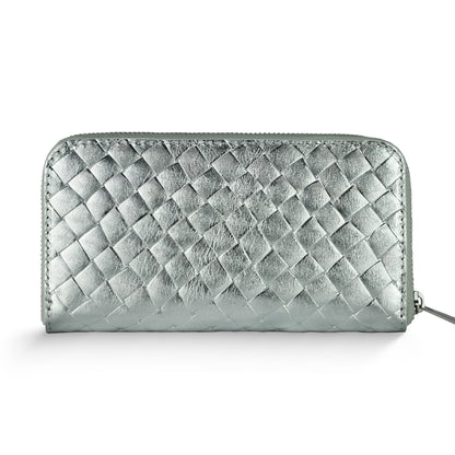 Italian Genuine Weave Metallic Suede Wallet 651088 TAKEASY