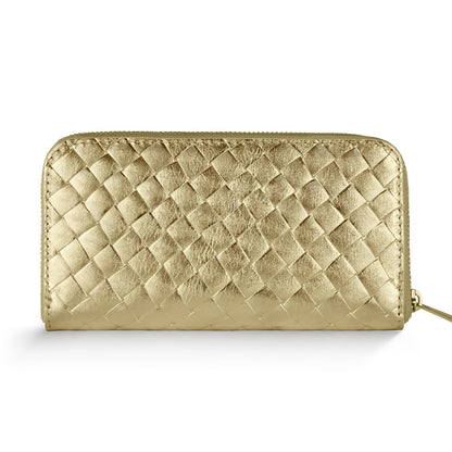Italian Genuine Weave Metallic Suede Wallet 651088 TAKEASY