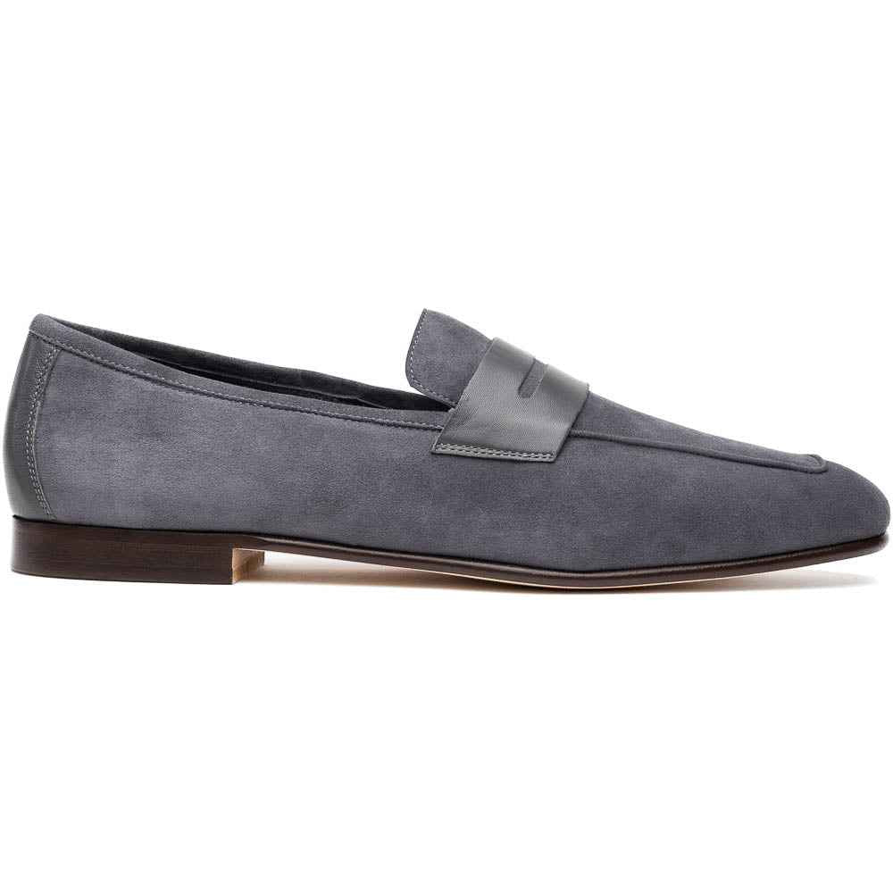 16-672-GRY Tippa Suede & Calfskin Penny Loafers Grey Zelli Italia