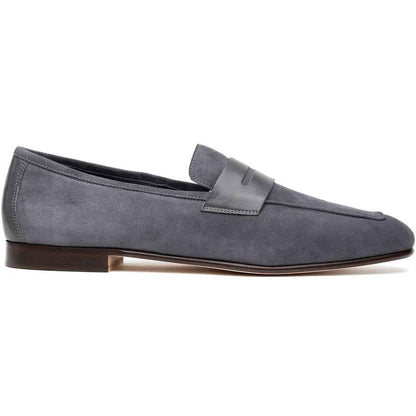 16-672-GRY Tippa Suede & Calfskin Penny Loafers Grey Zelli Italia