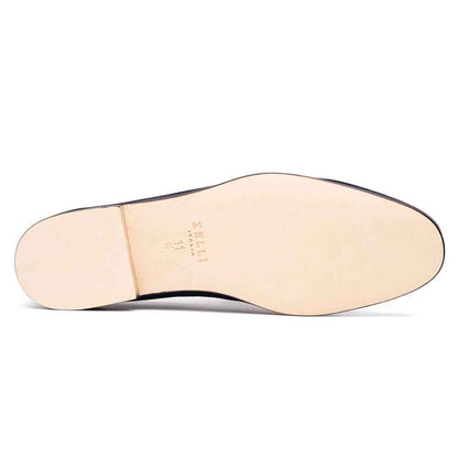 16-672-NVY Tippa Suede & Calfskin Penny Loafers Navy