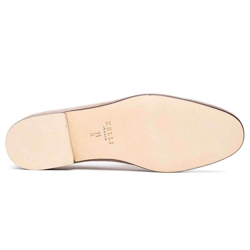 16-672-TPE Tippa Suede & Calfskin Penny Loafers Taupe Zelli Italia