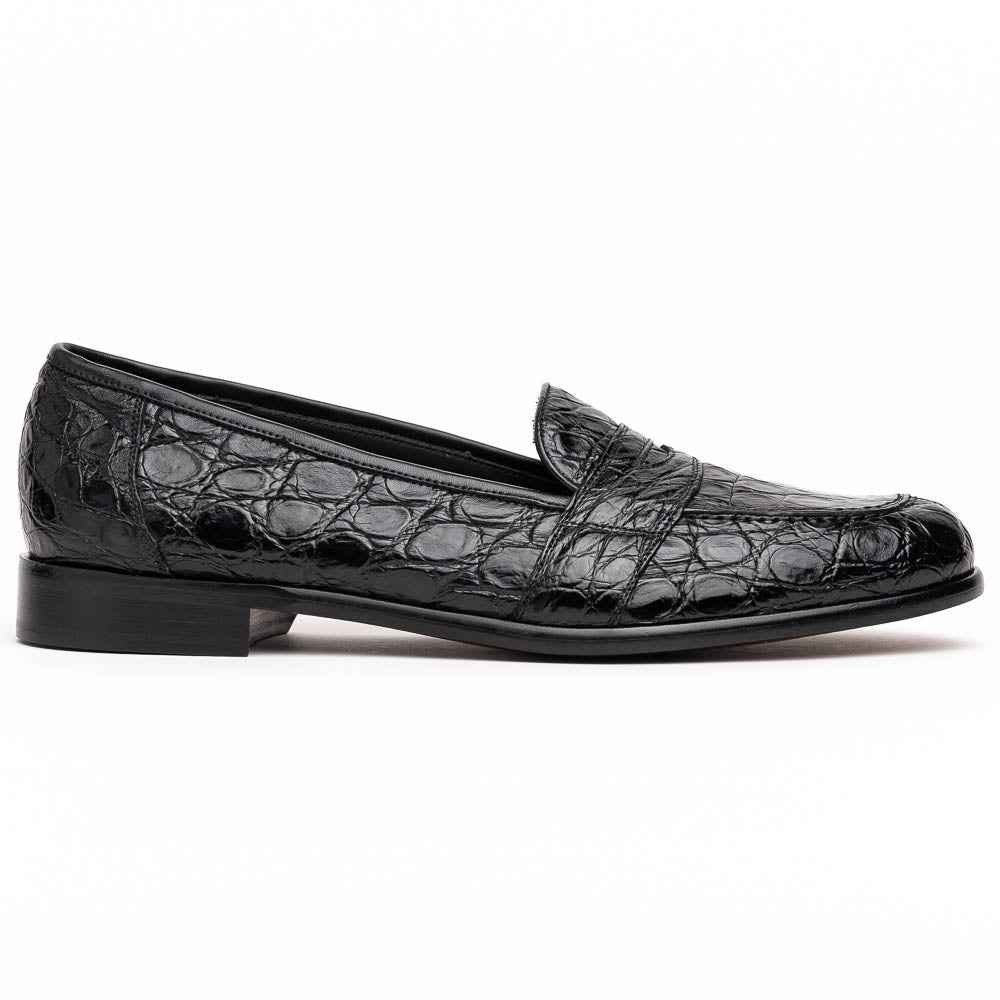 11-119-BKM (BLK) TUSCANY Crocodile Penny Loafer, Black Zelli Italia