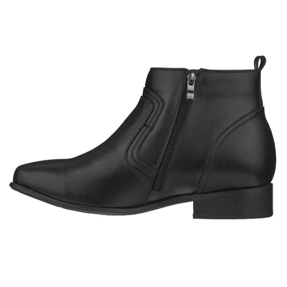 CALTO - G99809 - 3.2 Inches Taller (Black) - Zipper Boots Tallmenshoes.com