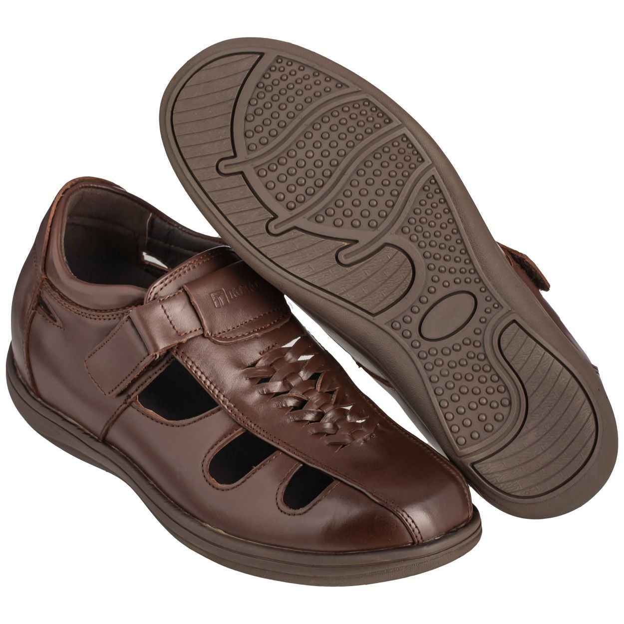TOTO - G13072 - 3.2 Inches Taller (Cordovan Dark Brown) Braided Sandals - Super Lightweight Tallmenshoes.com