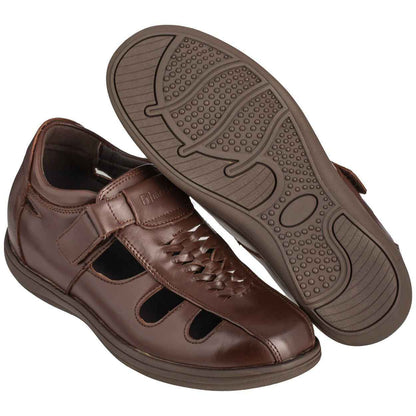 TOTO - G13072 - 3.2 Inches Taller (Cordovan Dark Brown) Braided Sandals - Super Lightweight Tallmenshoes.com
