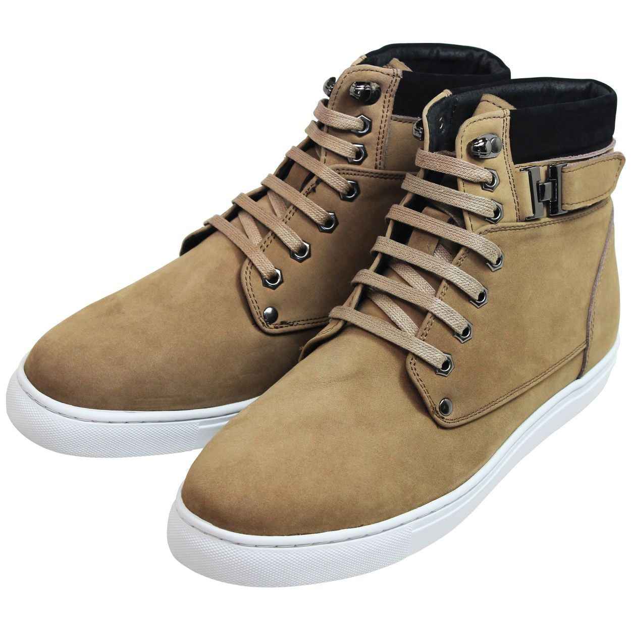 CALTO - T53121 - 2.6 Inches Taller (Nubuck Tan) - High top sneak-boot Tallmenshoes.com