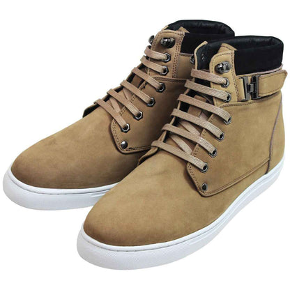 CALTO - T53121 - 2.6 Inches Taller (Nubuck Tan) - High top sneak-boot Tallmenshoes.com