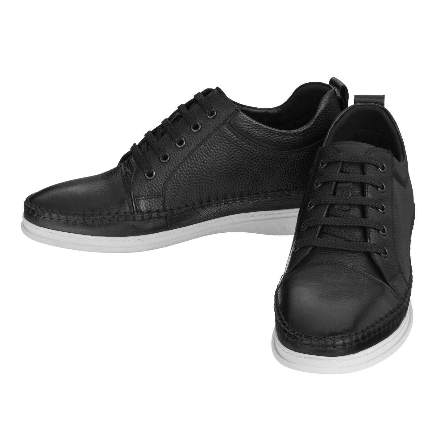 CALTO 3 Inch Casual Leather Elevator Sneakers - Black - S4311 Tallmenshoes.com