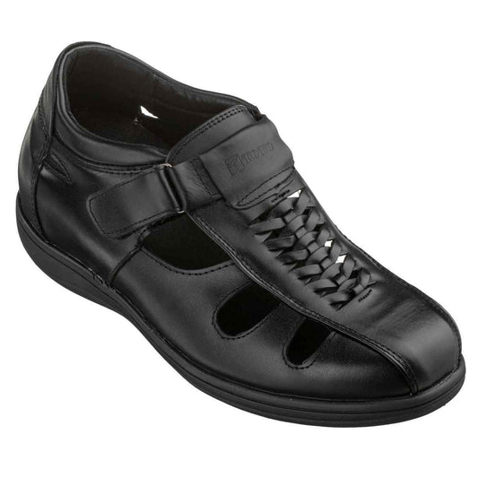TOTO Black Braided Leather Sandals - Three Inches - G1307 Tallmenshoes.com