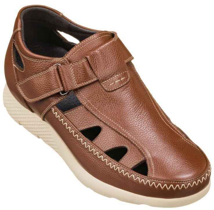 CALTO - K2133 - 2.8 Inches Taller (Brown) - Fisherman Sandal Lightweight Tallmenshoes.com