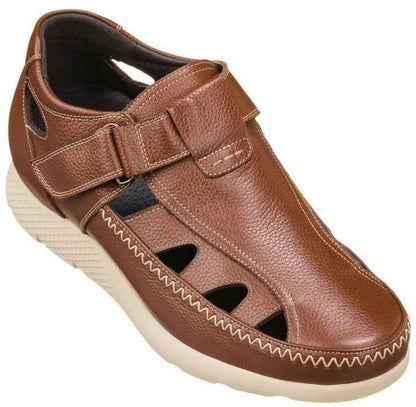 CALTO - K2133 - 2.8 Inches Taller (Brown) - Fisherman Sandal Lightweight Tallmenshoes.com