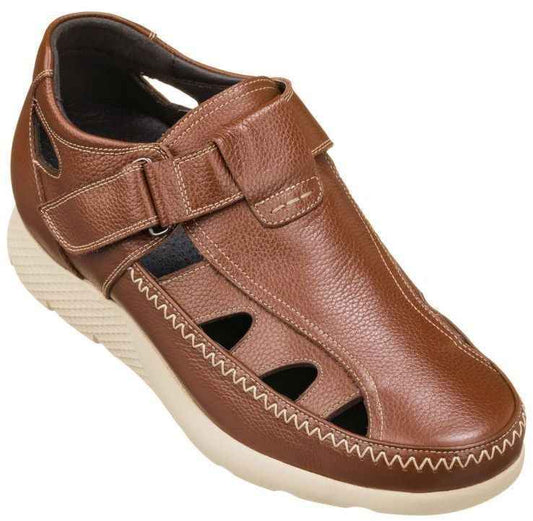 CALTO - K2133 - 2.8 Inches Taller (Brown) - Fisherman Sandal Lightweight Tallmenshoes.com