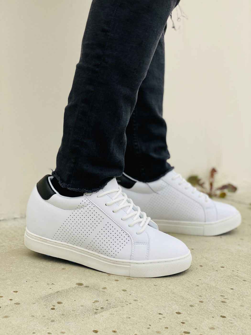 CALTO 2.6-Inch Taller White Elevator Sneakers H0833 Tallmenshoes.com
