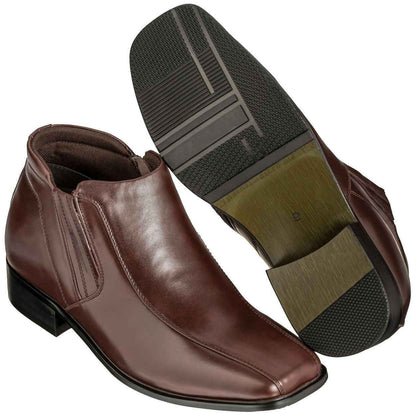 CALDEN Brown Leather Zipper Boots - 3.2 Inches - K99805-1 Tallmenshoes.com