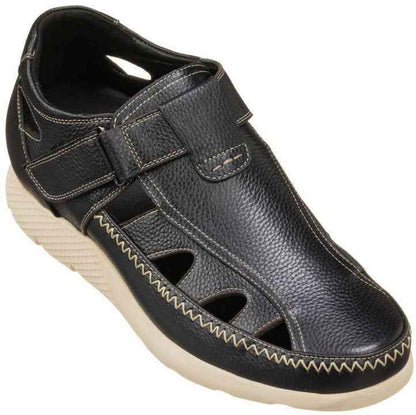 CALTO - K2132 - 2.8 Inches Taller (Black) - Fisherman Sandal Lightweight