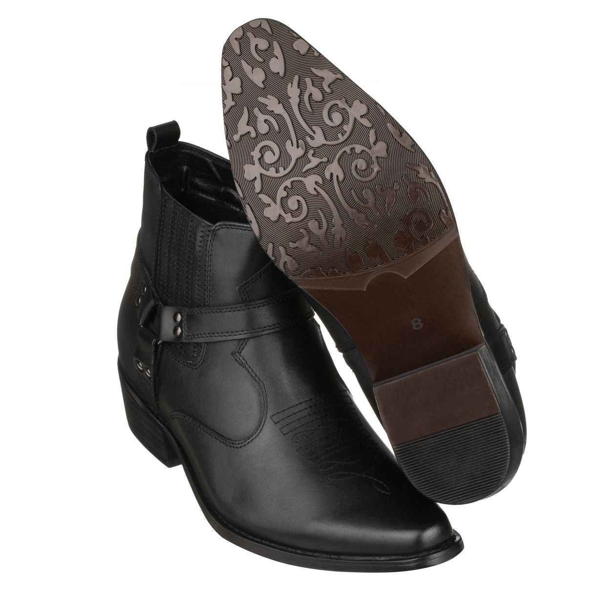 CALTO - T8112 - 3.3 Inches Taller (Black) - Zipper Boots Tallmenshoes.com