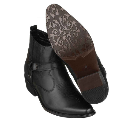 CALTO - T8112 - 3.3 Inches Taller (Black) - Zipper Boots Tallmenshoes.com