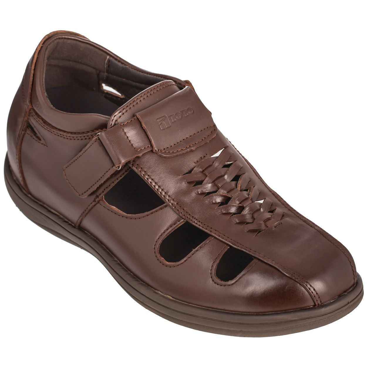 TOTO - G13072 - 3.2 Inches Taller (Cordovan Dark Brown) Braided Sandals - Super Lightweight Tallmenshoes.com