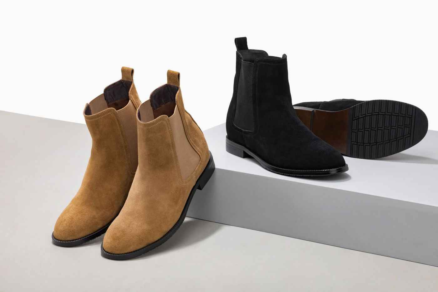 CALTO - K33091 - 2.9 Inches Taller (Khaki Brown) - Suede Chelsea Boot Tallmenshoes.com